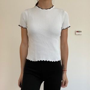 Zara white knit t shirt size s